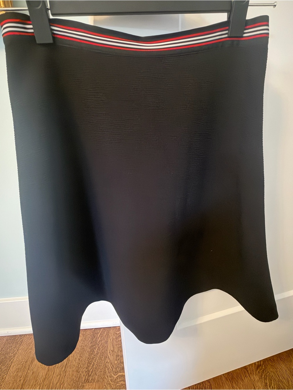 Sandro Black A-Line Skirt with Striped Waistband